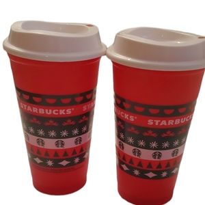 Set of 2 holiday starbucks 16 oz tumbler hot/cold